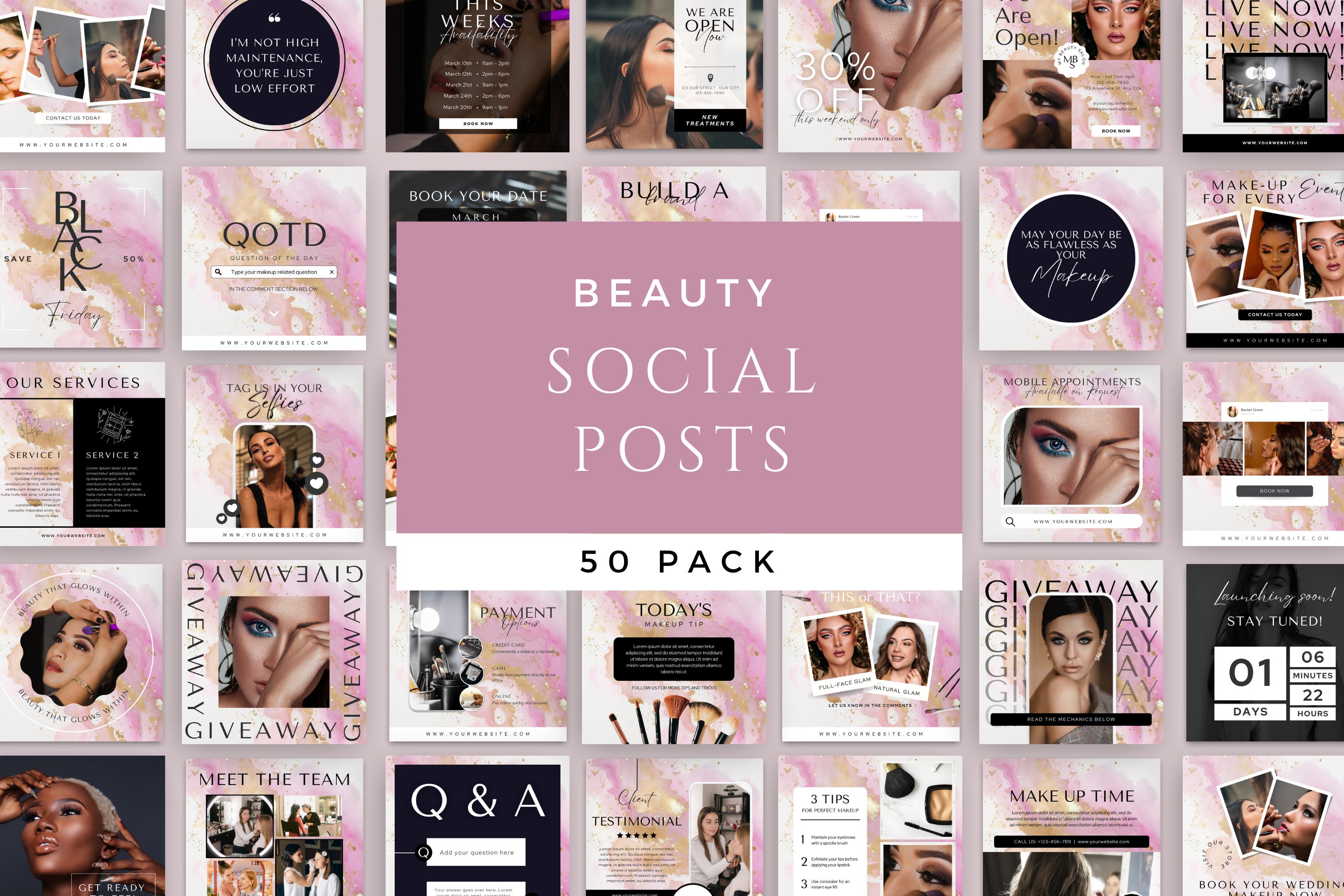 Beauty Instagram Template Quotes, Esthetician Social Media Post Canva ...