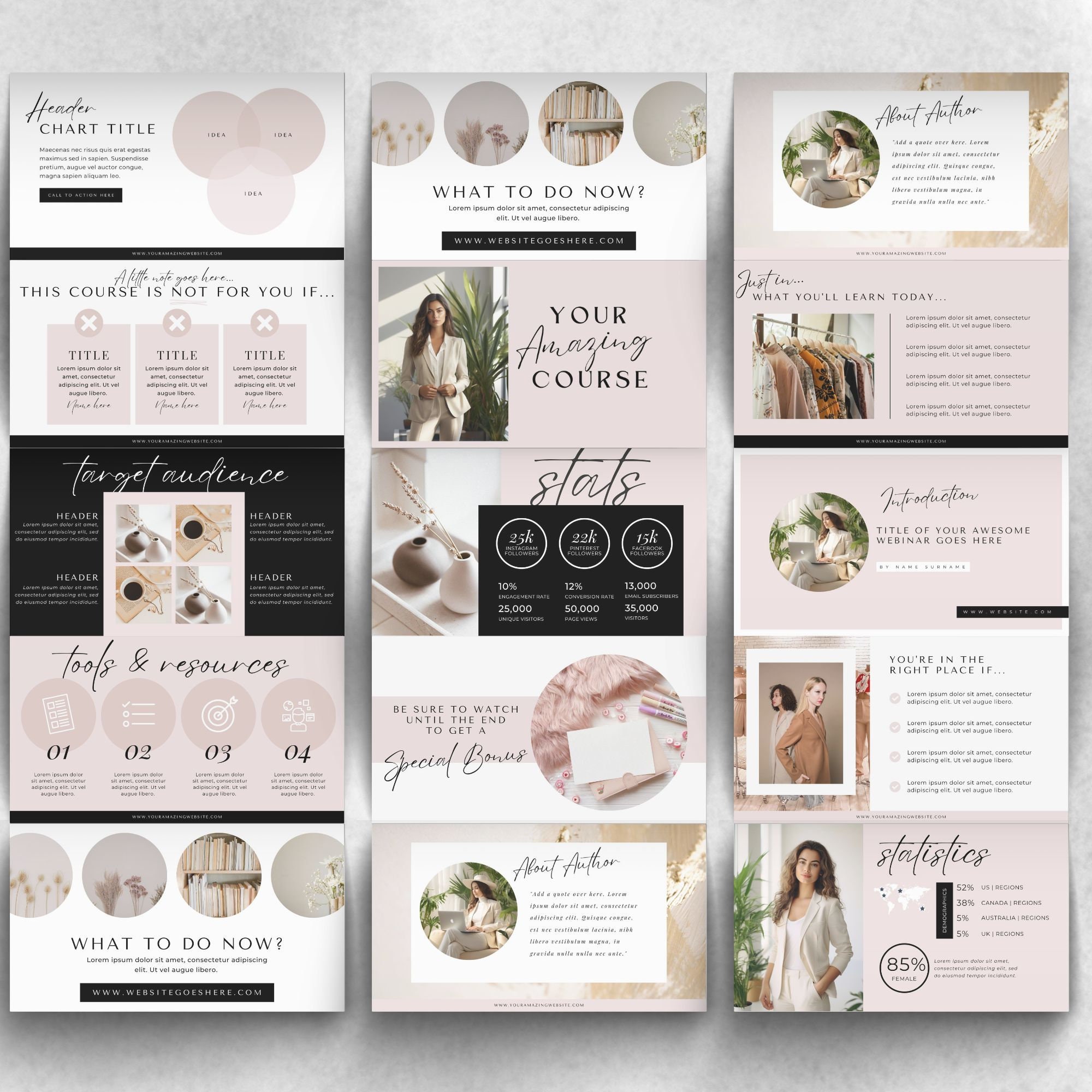 Course Creator Slide Deck, Webinar Template, Canva Pitch Deck ...