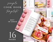 Ebook CookBook Template Canva, Recipe Book Template Editable, Family Recipe Card, Home Baking Recipe Binder Card Template, Digital Workbook