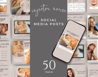 Nurse Injector Instagram Templates Nurse Injector Canva Templates Social media post IG Stories Pinterest digital bundle Aesthetics Filler