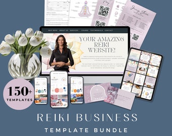 Reiki-Business-Paket, Einverständniserklärung zur Aufnahme von Reiki-Kunden, Fernheilung, Canva-Vorlagen für Business-Marketing, Instagram-Social-Media-Beiträge