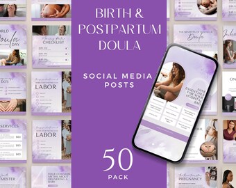 Doula Social Media, Canva Template, Lactation Consultant, Instagram Post Templates, Postpartum Birth Doula Social Media, Doula Content Ideas