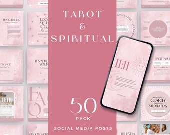 スピリチュアルな Canva Instagram テンプレート、タロット ソーシャル メディア投稿、神秘的な月の魔法の Canva テンプレート、クリスタル、占星術、星座、エネルギー ヒーラー