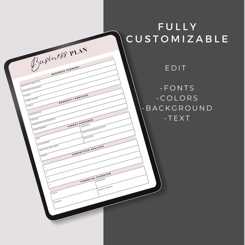 Business Plan Template for a Startup Business, Etsy Business Plan