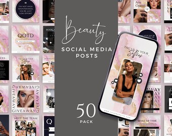 美容 Instagram テンプレート 引用、エステティシャン ソーシャル メディア投稿 Canva テンプレート、IG ストーリー、Pinterest デジタル バンドル、美容ハイライト
