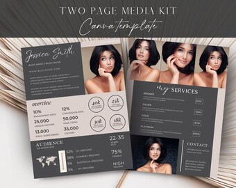 Media Kit Template 2 Page Canva, Influencer Tiktok, Brand Deal, Blogger, Instagram, Social Media Kit Rate Sheet, Influencer Resume Press Kit