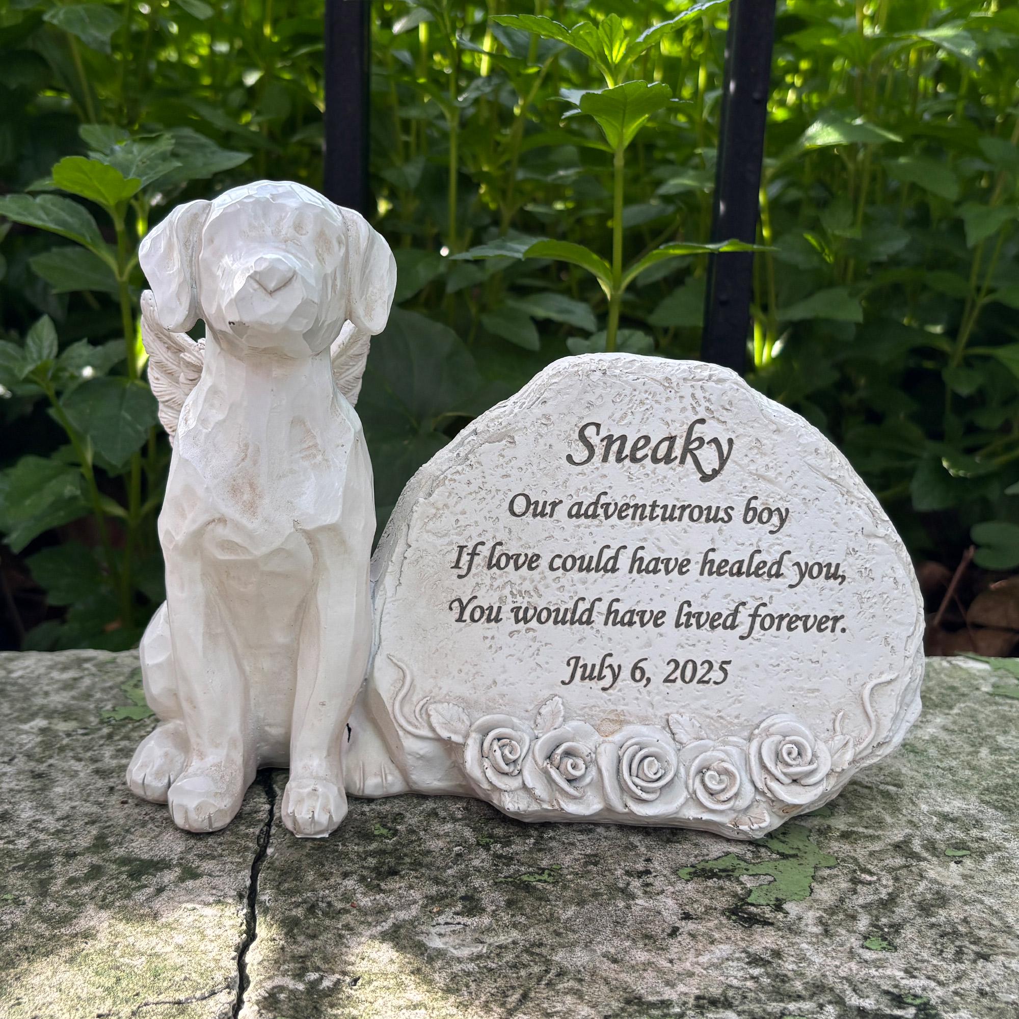 Estatuilla De ángel Con Cachorro Yorkie Pintado A Mano | Adorno Decorativo En Resina | Ideal Para Regalo O Colección