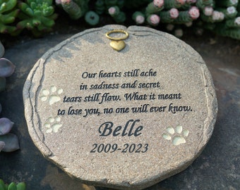 Personalized Pet Memorial Stone, Dog Cat Memorial Headstone,In Memory of Cat or Dog Lover Gift Pet Grave Marker Statue Engraved with Poetry