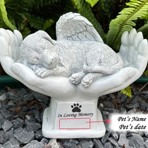 Personalized Angel Dog Memorial Statue, Resting in Peace in God's Hands, Pet Dog Memorial Grave Marker Stones, Gift to Remember A Lost Pets image 4