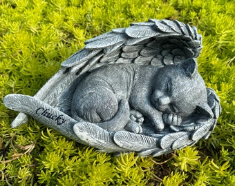 Personalized Cat Pet Memorial Stones Ornament Pet Loss Sympathy Remembrance Gifts with Name Grave Markers Cat Statue Garden Decor Outdoor