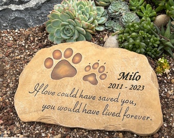 Personalized Pet Dog Memorial Stone,Dog Paw Print Tombstone With Memorial Poem,Dog Cat Memorial Grave Marker Gravestone for Garden Gifts