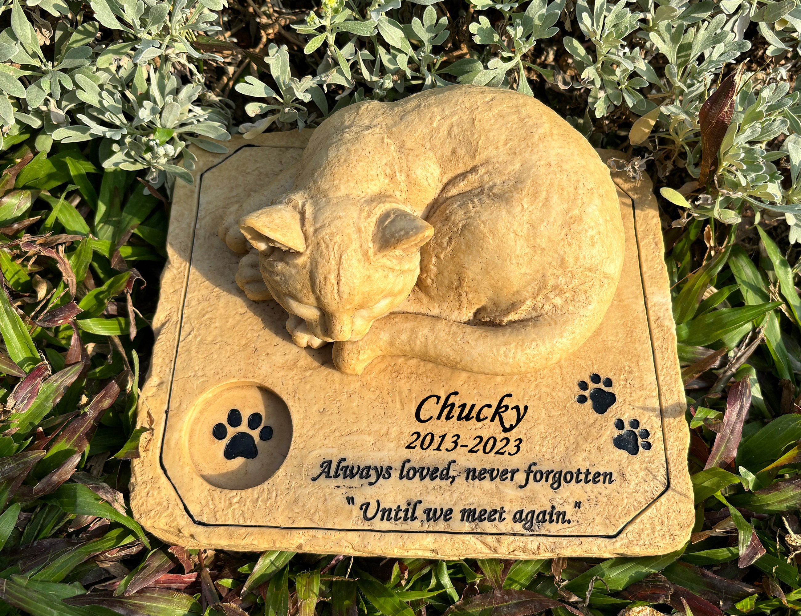 Personalized Pet Cat Memorial Stone With Candelabra,cat Sympathy Gifts ...
