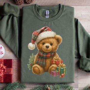 Vintage Christmas Teddy Bear Crewneck Sweatshirt Teddy Bear Sweatshirt Holiday Sweatshirt Vintage Sweatshirt Teddy Bear Gift Cute Sweatshirt