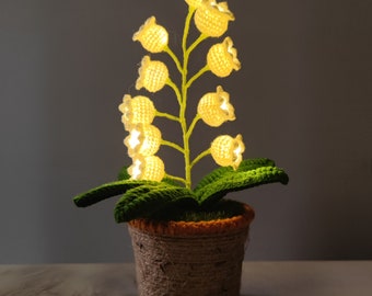 Lily of Valley Lamp,  Crochet Flowers Handmade Night Ligth