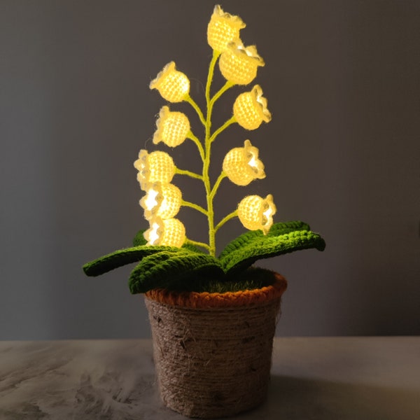 Lily of Valley Lamp,  Crochet Flowers Handmade Night Ligth