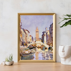Canals of Venice Italy European Architecture Watercolor painting Landscape Digital Art European city prints