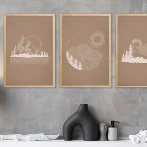 Scentic Mountain landscape Line Art Wall Prints Digital Download Mountain Sun rise Artwork Abstract Alpine Mountains Line Artwork
