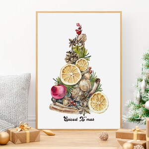 Christmas spiced Xmas tree Wall Art prints Winter Wonderland Art gallery Festive Spices Xmas Art Prints cozy holiday decorations Digital art
