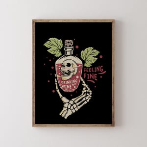 Vintage Halloween Wall Art Spooky Skull Cocktail Bar Cart Wall Art Decor Retro Skeleton Poster Funny Quotes Kitchen Prints Digital Download