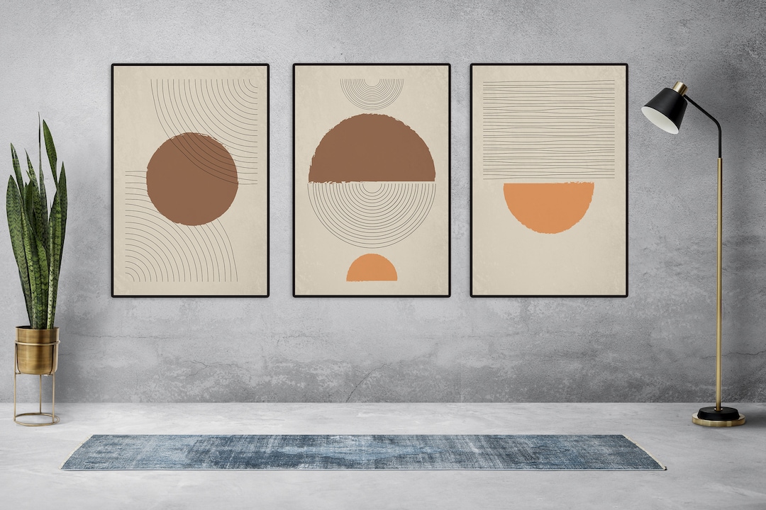 Mid Century Art Prints Set of 3 Neutral Modern Wall Art Decor ...