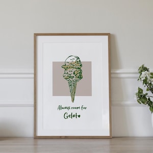 Italian Gelato Quote Wall Art Kitchen Decor Retro Gelato Café Art Print Vintage Ice Cream Poster Food Decor Foodie Art Gift Digital Download