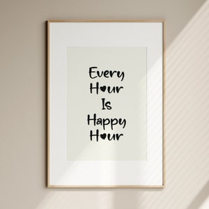 Happy Hour Print Aesthetic Home Bar Cart Vibes Heart Art Prints Cute Drinks Quotes Poster Trendy Apartment Room Art Decor Digital Download