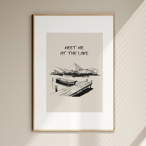 Treff mich am See Kunstdruck Vintage See Plakat Wohnung Wandkunst Retro Seehaus Plakat Küstenhaus Ästhetisches Dekor Digital Download