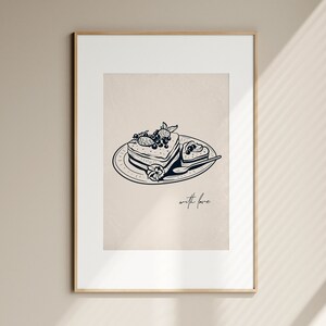 Retro Strawberry Cake Poster Aesthetic Vintage Dessert Print Trendy Kitchen Wall Decor Aesthetic Strawberry Dessert Art Cake Digital Prints