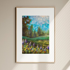 Printable Wildflower Field Landscape Vintage Oil Painting, Antique Floral Landscape Art Print Country Field Spring Wall Art Digital Download
