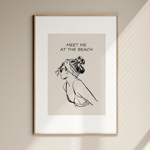 Meet Me At The Beach Trendy Coastal Art Typography Poster Ocean Wall Art Print Beach House Decor Boho Girly Beach Lover Gifts Digital Prints