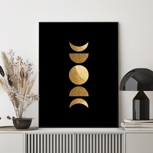 Sun Moon and Star&#39;s bohemian Wall Print, Celestial Golden Digital Prints Art, Terracotta Sunshine Mid Century Modern Gallery Wall Art Prints