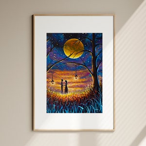 Romantisch paar kunst aan de muur Vintage Valentijnsdag kaart Prints Valentijnsdag Cadeau Valentijnsdag Muur Kunstwerk Valentijnsdag Decor Lente kunstprint