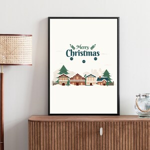 Christmas Winter Landscape Prints, Farmhouse wall Art print, Snowy Winter Forest Landscape Home Decor, Xmas wall Printable Digital Artwork