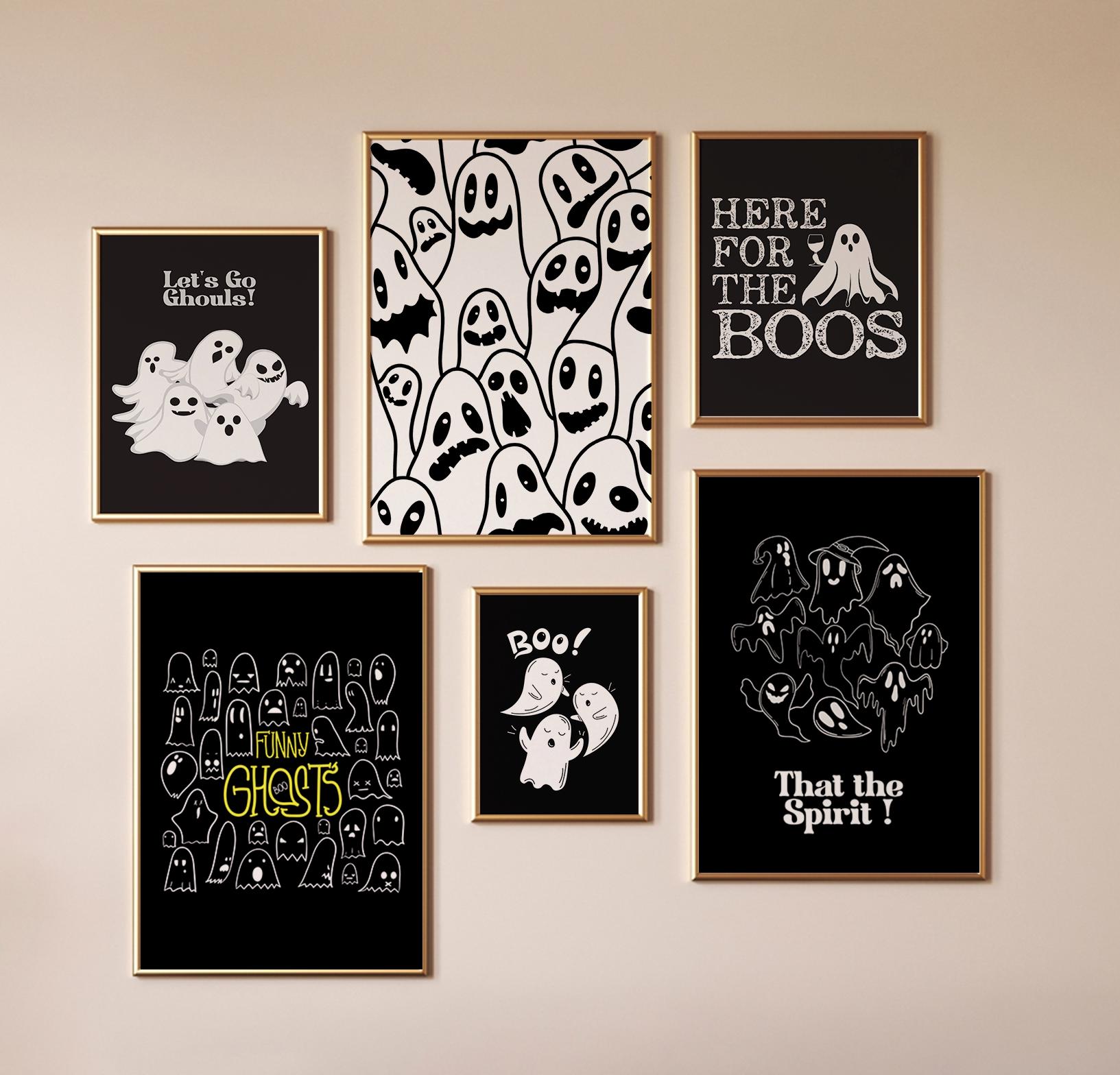 Retro Halloween Wall Art Gallery Prints Spooky Ghost Wall Art Print ...