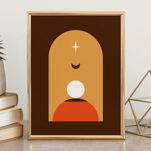 Mid Century Modern Geometric Minimal Print Wall Art Print, Boho Abstract Aesthetic Room Décor Minimalist Wall Hanging Decor Digital Download