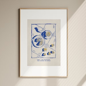 Retro Breakfast Club Kitchen Art Print Funny Aesthetic Kitchen Decor Breakfast Art Poster  Food Line Art Decor Foodie Gifts Digital prints