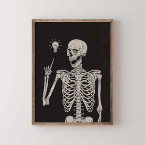Funny Vintage Skeleton Halloween Wall Art print Retro Skeleton Art Print Spooky Halloween Home Decor Quirky Skeleton poster Digital Download