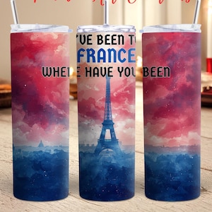 France Vacation, 20 oz Skinny Tumbler Wrap, PNG, French Sublimation Designs Digital Download, France Digital Paper, French Pride Gift