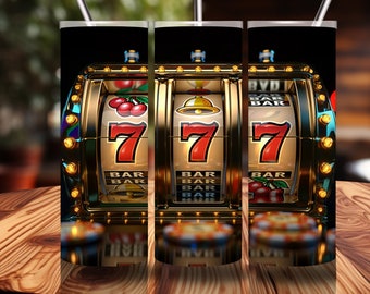 Triple 7 Jackpot Casino Tumbler Wrap Slot Machines Tumbler Wrap Gambler Tumbler Wrap Tumbler Sublimation Designs Las Vegas Trip Tumbler Wrap