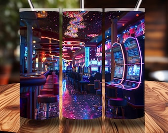 Casino Tumbler Wrap Slot Machines 20 oz Skinny Tumbler Wrap Gambler Tumbler Wrap Tumbler Sublimation Designs Las Vegas Trip Tumbler Wrap PNG