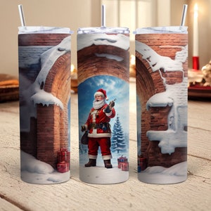 Weihnachten Becher Santa 20 oz Skinny Becher PNG Santa Weihnachten Becher Urlaub Santa Besuche Sublimation Designs Winter Village Download