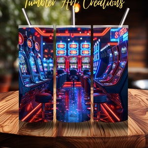 Casino Tumbler Wrap Slot Machines 20 oz Skinny Tumbler Wrap Gambler Tumbler Wrap Tumbler Sublimation Designs Las Vegas Trip Tumbler PNG
