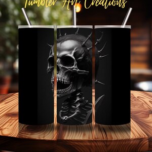 Gothic Skull Tumbler Wrap 20 oz Skinny Tumbler Gothic Tumbler Wrap Tumbler Sublimation Designs Skull Pattern Tumbler Wrap Add Name