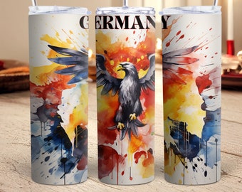 Germany 20 oz Skinny Tumbler Wrap PNG Sublimation Design Digital Download German Eagle Digital Paper Deutscher Stolz-Becher Deutschland Gift