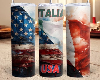 Italienisch amerikanisches Tumbler Wrap PNG Sublimation Designs Digitaler Download Italienisch Amerika Wrap Digitales Papier Italienisch amerikanische Flaggen Tumble PNG