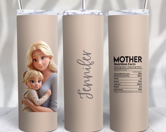 Mother Nutrition Facts PNG 20 oz Skinny Tumbler PNG Blonde Mom Tumbler Wrap Sublimation Designs Digital Paper Mother Straight Tumbler Wrap