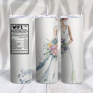 Wedding Gift Wife 20 oz Skinny Tumbler PNG Wife Tumbler Wrap PNG Sublimation Designs Digital Paper Best Wife Straight Tumbler Wrap Gift