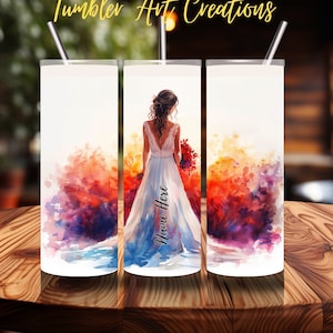 Bride Tumbler Wrap 20oz Skinny Tumbler Wedding Tumbler Wrap PNG Tumbler Sublimation Designs  Watercolor Bridal Tumbler Wrap Gift to Bride