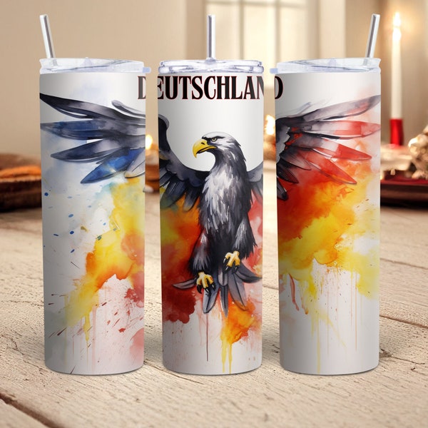 Germany 20oz Skinny Tumbler Wrap PNG Sublimation Design Digital Download German Eagle Digital Paper Deutscher Stolz-Becher Deutschland Gift