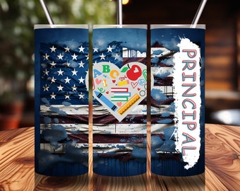 Principal Tumbler Wrap Skinny Tumbler Wrap Principal Tumbler PNG Sublimation Designs Straight Tumbler Wrap PNG Teacher Occupational Wrap